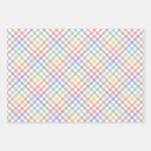 Regenboog plaid schattig kleurrijk pastel gingham inpakpapier vel (Voorkant 3)