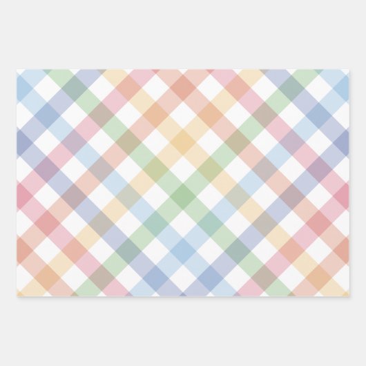 Regenboog plaid schattig kleurrijk pastel gingham inpakpapier vel (Voorkant 2)