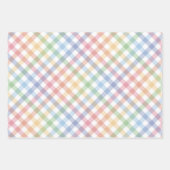 Regenboog plaid schattig kleurrijk pastel gingham inpakpapier vel (Voorkant)
