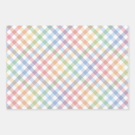 Regenboog plaid schattig kleurrijk pastel gingham inpakpapier vel
