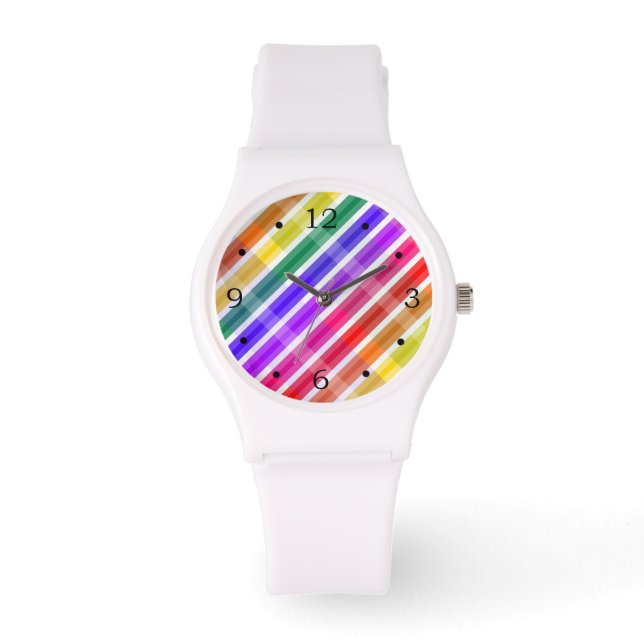 Regenboog Plaid Stripes Horloge (Voorkant)