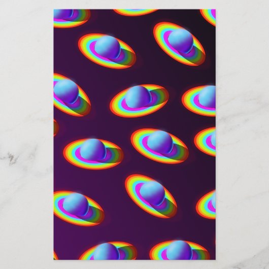 Regenboog Planeten Patroon Briefpapier (Voorkant)