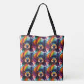 regenboog poedel Waterverf Tote Bag (Achterkant)