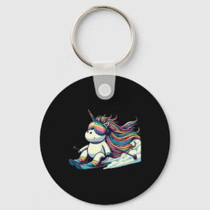 Regenboog Poeder Ruiter Cute Alpen Eenhoorn Ski Sleutelhanger