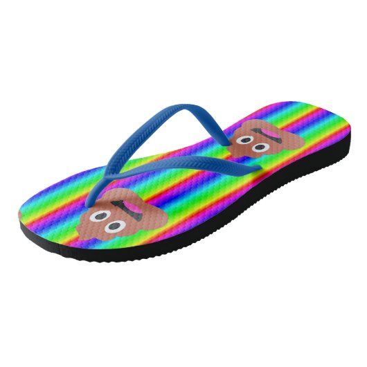 Regenboog poep emoji schoenen teenslippers sandale (Schuin)