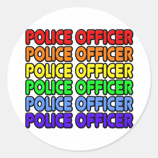 Regenboog Politieagent Ronde Sticker (Voorkant)