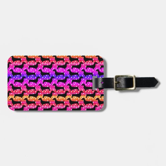 Regenboog Polka Dachshunds Bagagelabel (Voorkant horizontaal)