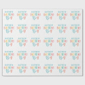 Regenboog polka dot verjaardag jongen cadeaupapier (Vlak)