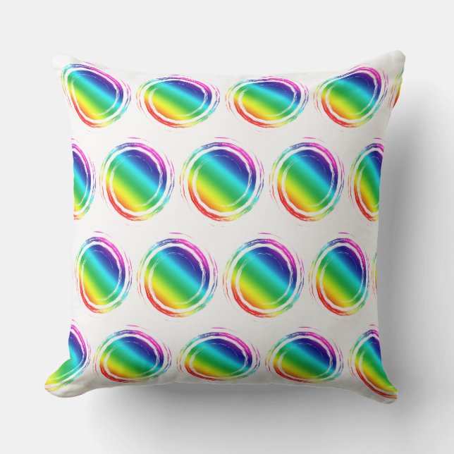 Regenboog Polka Dots Cirkel Zon Zomer Buitenkussen (Voorkant)