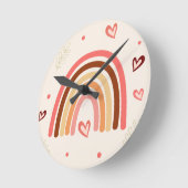 Regenboog Polka Dots en Harten Neutrale Boho Kleur Ronde Klok (Hoek)