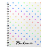 Regenboog Polka Dots met Aangepaste Naam Notitieboek (Voorkant)