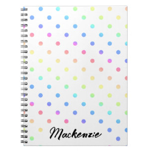 Regenboog Polka Dots met Aangepaste Naam Notitieboek