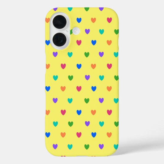 Regenboog polka harten op geel Case-Mate iPhone case (Achterkant)