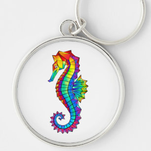Regenboog Polygonaal Zeepaardje Sleutelhanger