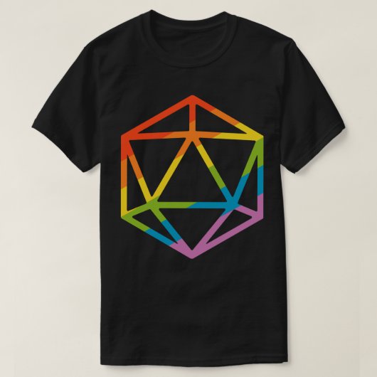 Regenboog Polyhedral D20 Dice Tabletop RPG T-shirt (Design voorkant)