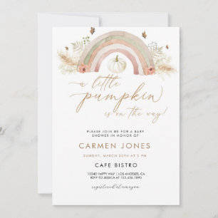 Regenboog Pompoen Baby shower Uitnodiging Herfst H