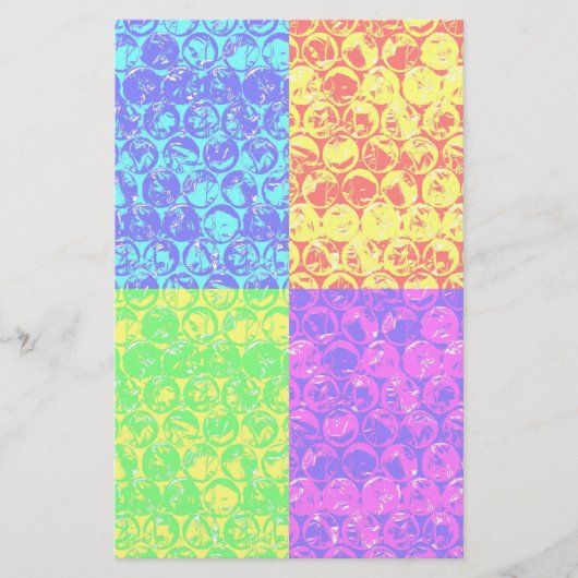 Regenboog pop art bubbelplastic briefpapier (Voorkant)