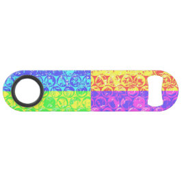 Regenboog pop art bubbeltjesplastic speed flessenopener