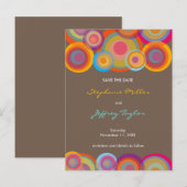 Regenboog Pop Cirkels Bewaar De Datum Trouw Postka Aankondigingskaart (Voorkant / Achterkant)