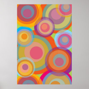 Regenboog Pop Cirkels Kleurrijk Retro Plezier Groo Poster