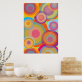 Regenboog Pop Cirkels Kleurrijk Retro Plezier Groo Poster (Keuken)