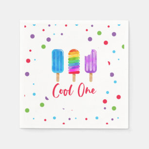Regenboog Pop Cool One 1e Verjaardag Servet
