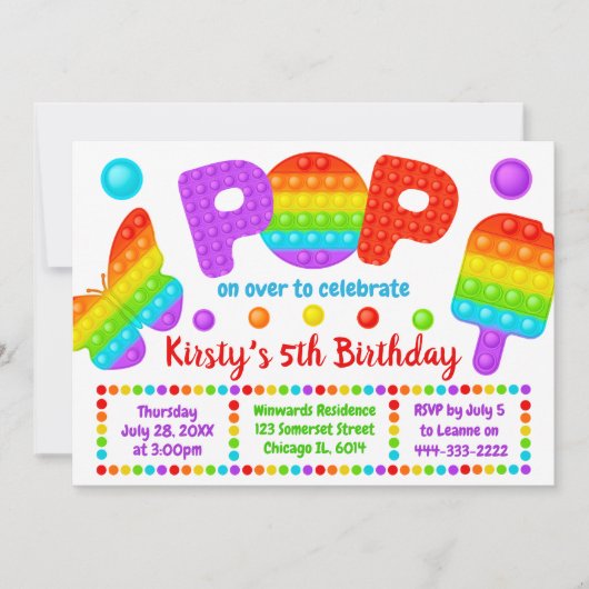 Regenboog Pop Het Fidget Speelgoed Verjaardagsfees Kaart (Voorkant)