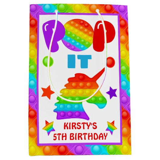 Regenboog Pop Het Fidget Speelgoed Verjaardagsfees Medium Cadeauzakje (Voorkant)