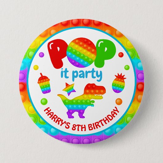Regenboog Pop Het Fidget Speelgoed Verjaardagsfees Ronde Button 7,6 Cm (Voorkant)