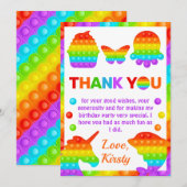 Regenboog Pop Het Friemel Speelgoed Verjaardagsfee Bedankkaart (Voorkant / Achterkant)