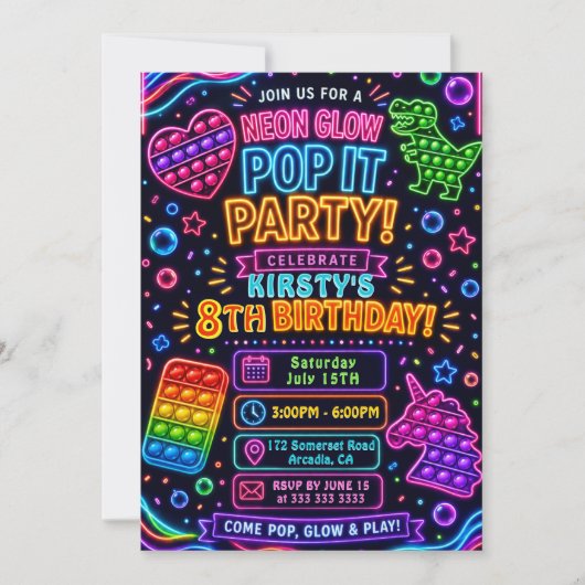 Regenboog Pop It Fidget Speelgoed Verjaardagsfeest Kaart (Voorkant)