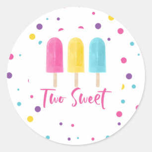 Regenboog Pop Two Sweet 2de verjaardag Ronde Sticker