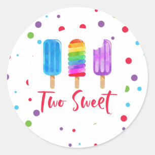 Regenboog Pop Two Sweet 2de verjaardag Ronde Sticker