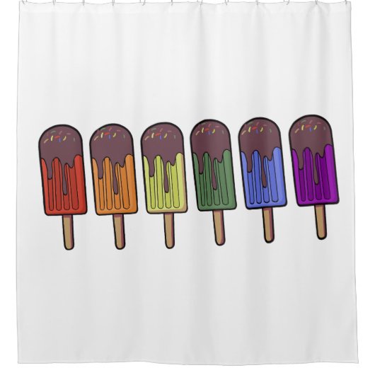 Regenboog Popsicle Parade Douchegordijn (Voorkant)