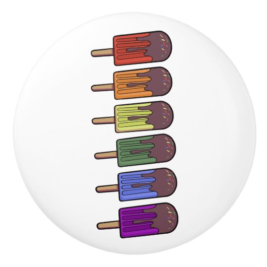 Regenboog Popsicle Parade Keramische Knop (Voorkant)