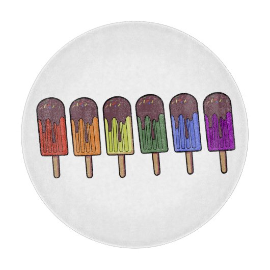 Regenboog Popsicle Parade Snijplank (Voorkant)