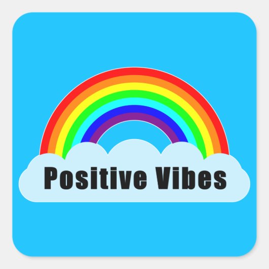 REGENBOOG - Positieve Vibes Vierkante Sticker (Voorkant)