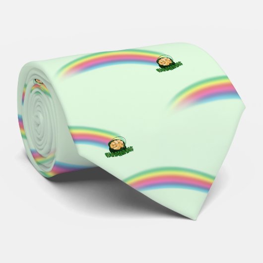 Regenboog Pot van Goud St. Patrick's Day Stropdas (Opgerold)