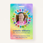 Regenboog potloden foto Student ID Badge (Voorkant)