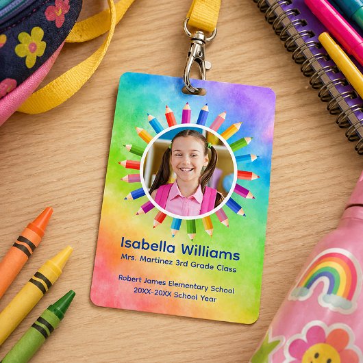 Regenboog Potloden Foto Student ID Badge