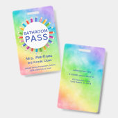 Regenboog Potloden Klaslokaal Badkamer Pas Badge (Voor- en achterkant)
