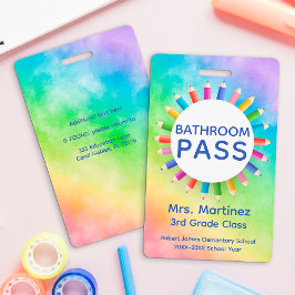 Regenboog Potloden Klaslokaal Badkamer Pas Badge