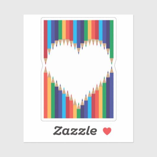 Regenboog Potloden Liefde Vorm Sticker (Vel)