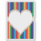 Regenboog Potloden Liefde Vorm Sticker (Voorkant)