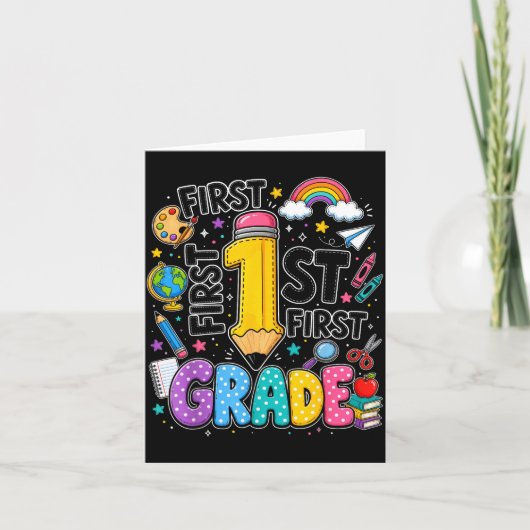 Regenboog potlood eerste klas terug naar school kaart (Voorkant)