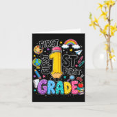 Regenboog potlood eerste klas terug naar school kaart (Gele Bloem)