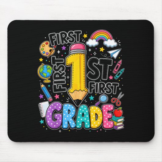 Regenboog potlood eerste klas terug naar school muismat (Voorkant)