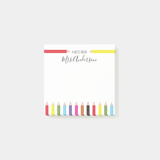 Regenboog Potlood Notitie van de Leraar Post-it® Notes (Voorkant)