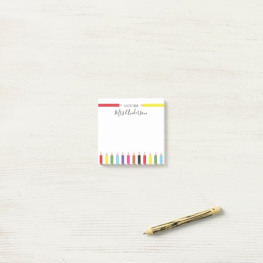 Regenboog Potlood Notitie van de Leraar Post-it® Notes (Op bureau)