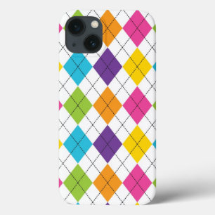 regenboog preppy argyle patroon iPhone 13 hoesje